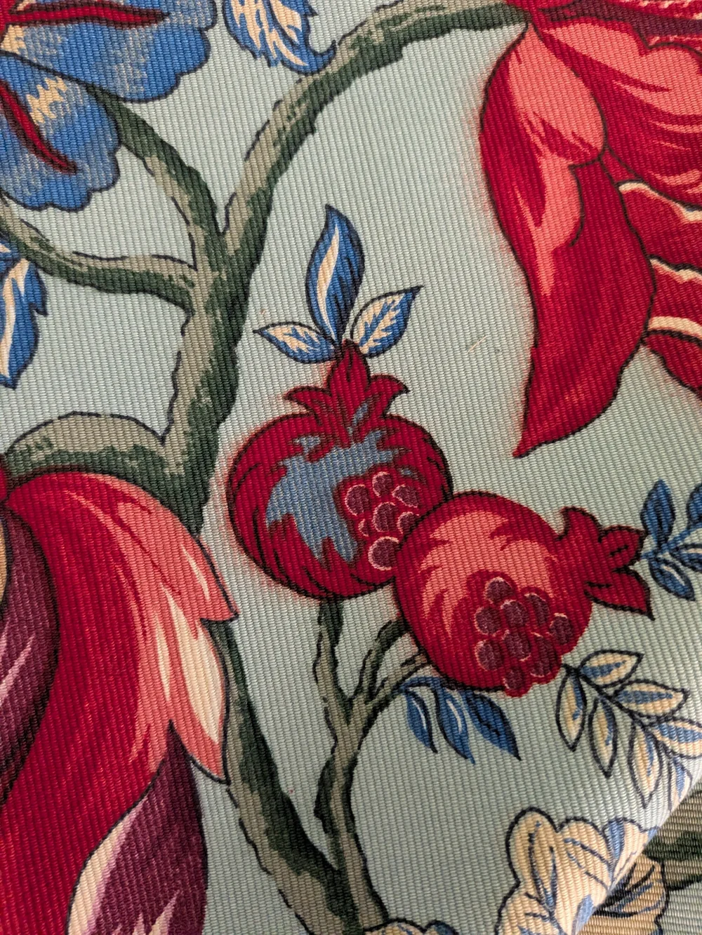 Upholstery Fabric 2+ Yards Braemore Textiles Floral Duck Egg Blue Pomegranate